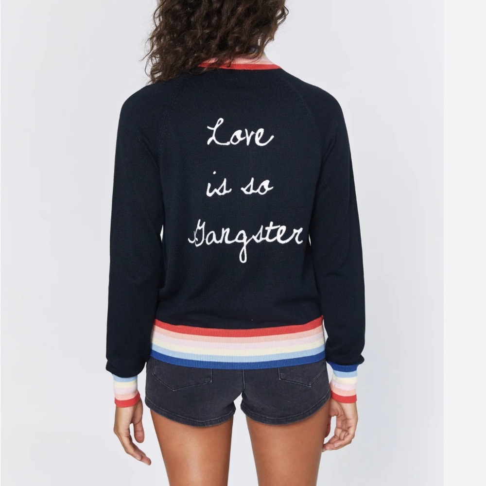 MADELEINE THOMPSON X SPIRITUAL GANGSTER BLACK BOMBER knot sweater
